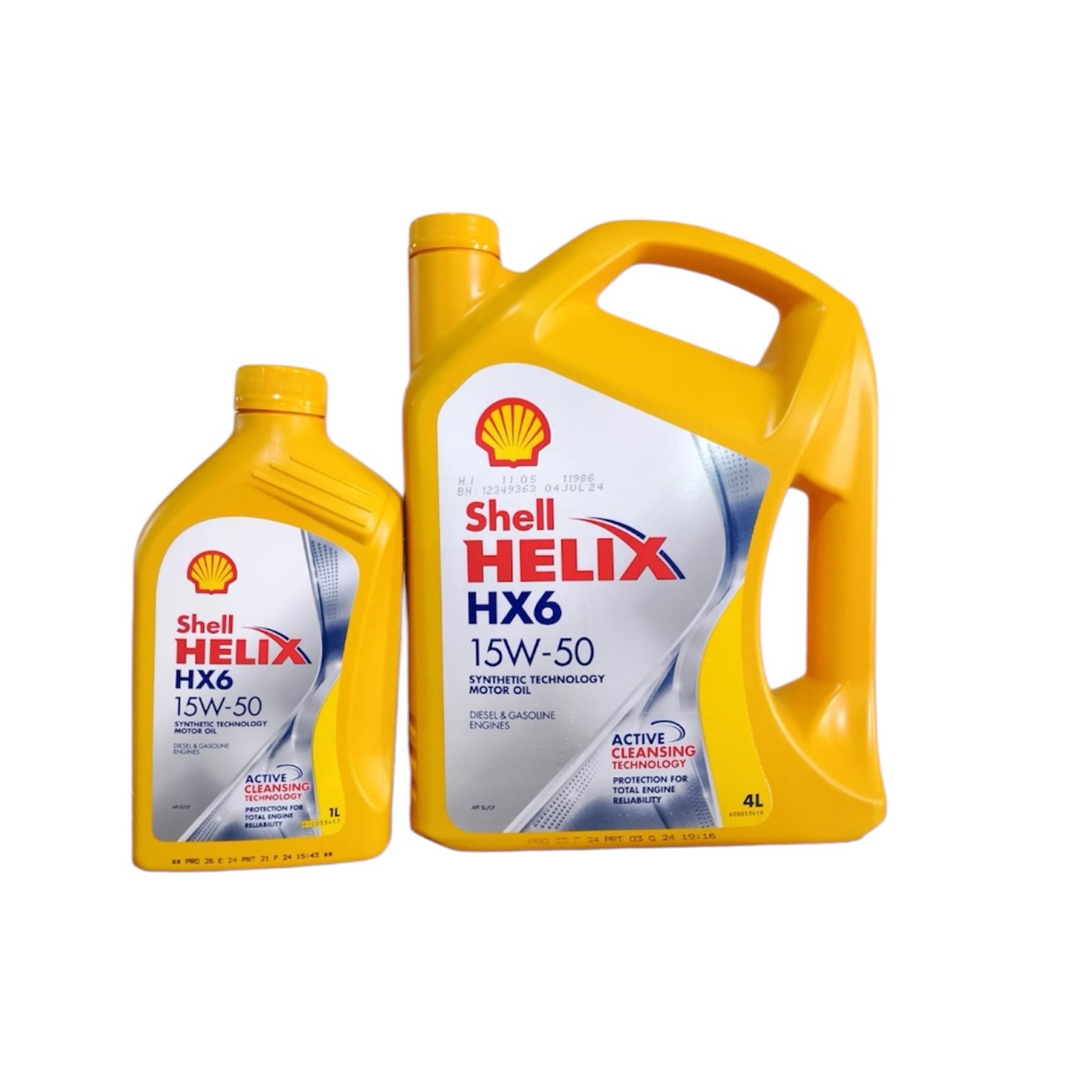 Shell 15W50 HX6 API SL/CF شيل 6000كم 4لتر + لتر هدية ( غير متوفر) H ...